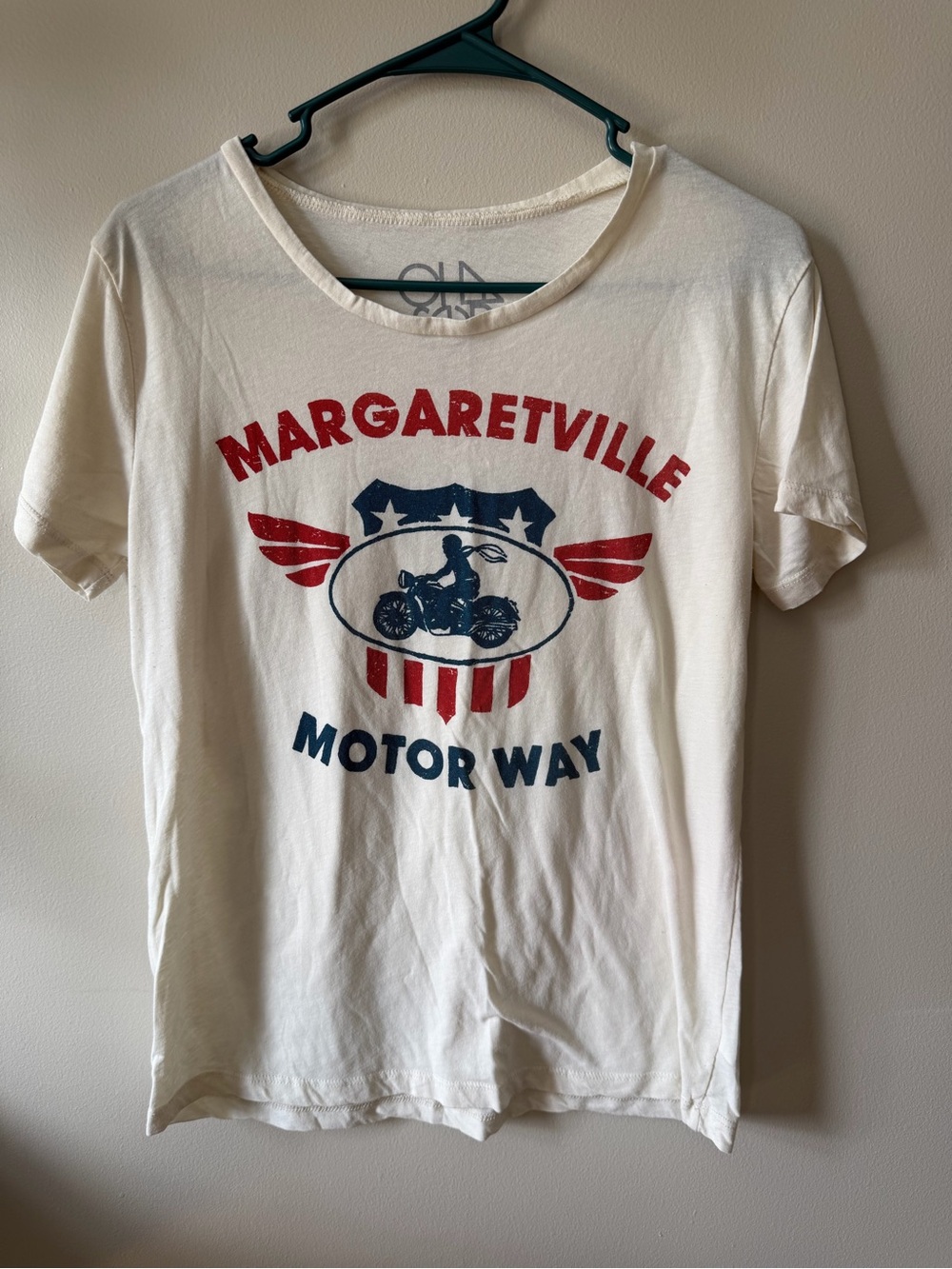 Women’s Motor Way Graphic Tee - White with Red & Blue